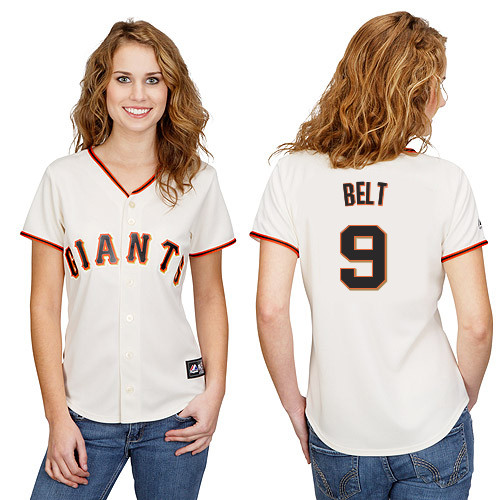 Brandon Belt #9 mlb Jersey-San Francisco Giants Women's Authentic Home White Cool Base Baseball Jersey